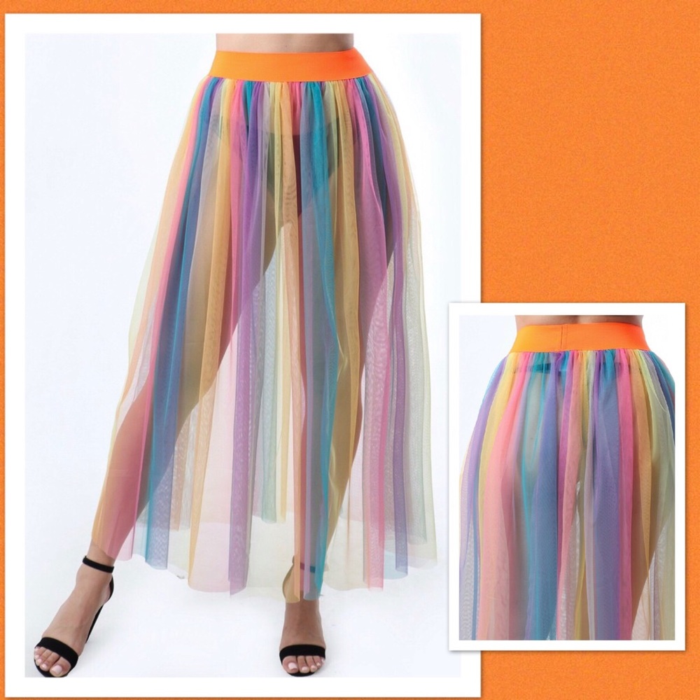 SWIM COVER UP - MESH PLEATED LONG SKIRT 😍